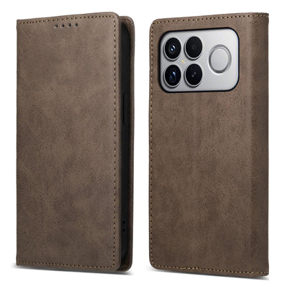 For Redmi K90 Pro Max / Poco F8 Ultra 5G Business Solid Color Magnetic RFID Leather Phone Case(Brown)