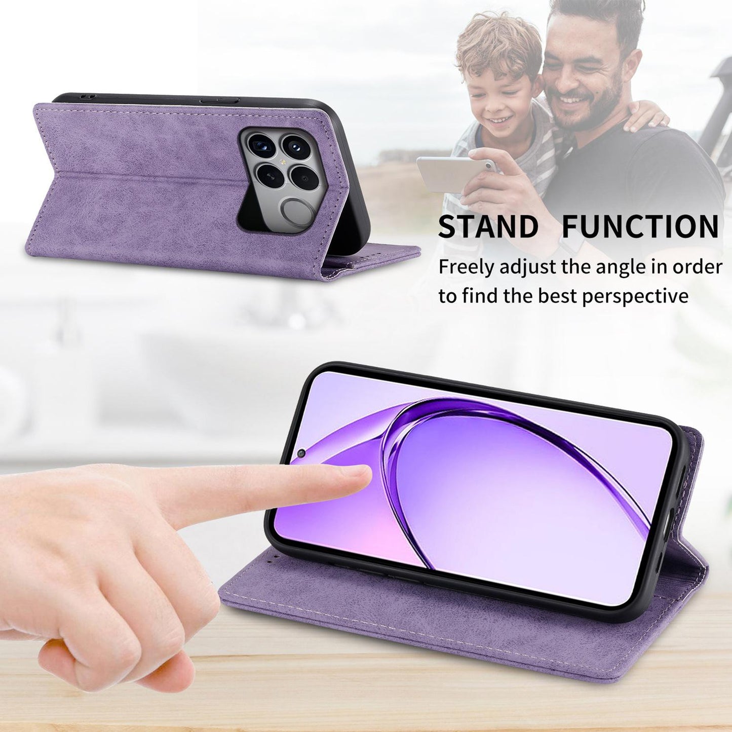 For Redmi K90 Pro Max / Poco F8 Ultra 5G Business Solid Color Magnetic RFID Leather Phone Case(Purple)