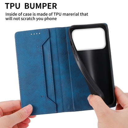 For Redmi K90 Pro Max / Poco F8 Ultra 5G Business Solid Color Magnetic RFID Leather Phone Case(Blue)