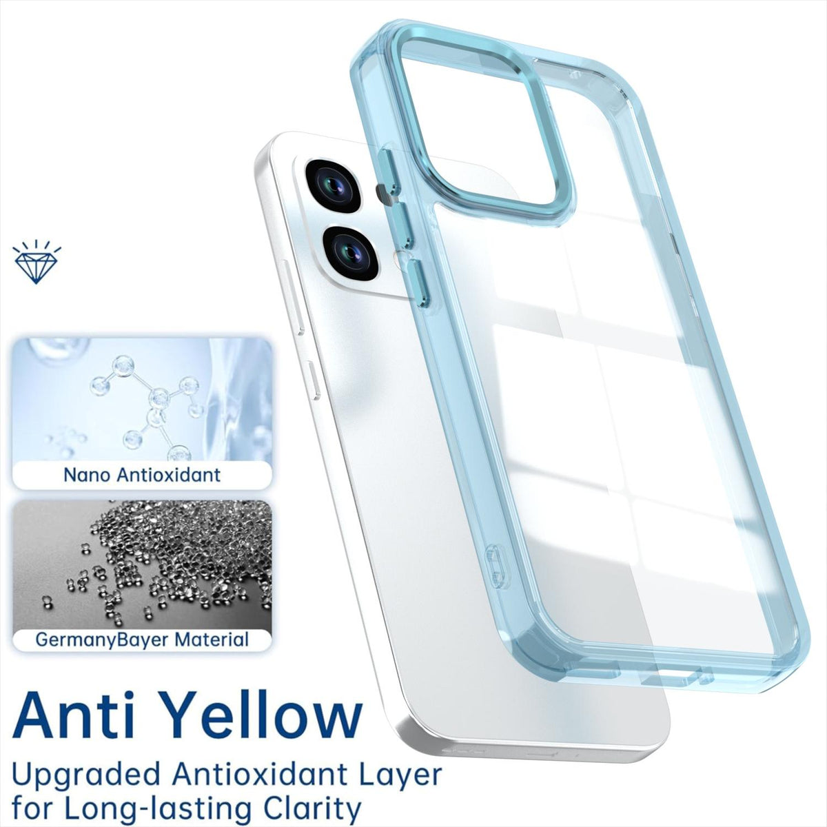 For OPPO A6 Pro 5G Shine High Transparency Acrylic Phone Case - Blue - EDA006326702C