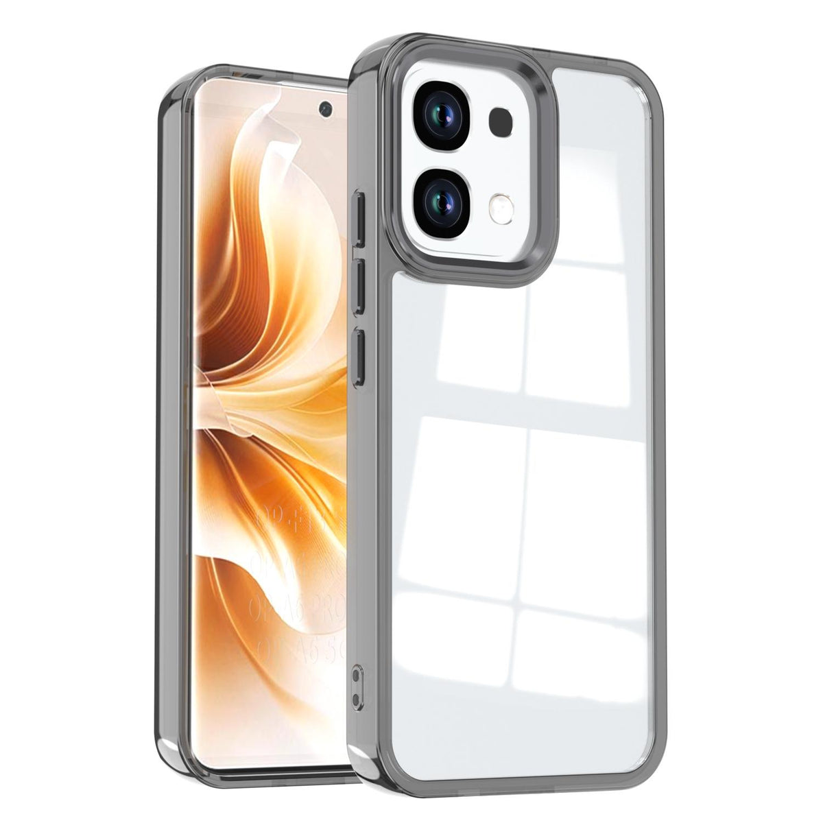 For OPPO A6 Pro 5G Shine High Transparency Acrylic Phone Case - Black - EDA006326702E
