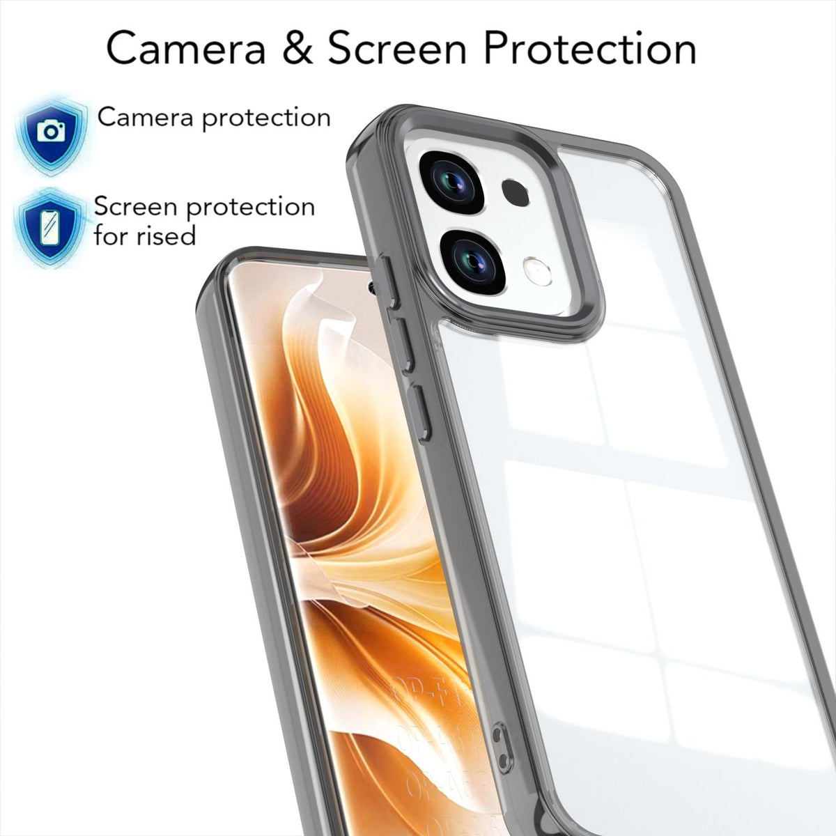 For OPPO A6 Pro 5G Shine High Transparency Acrylic Phone Case - Black - EDA006326702E