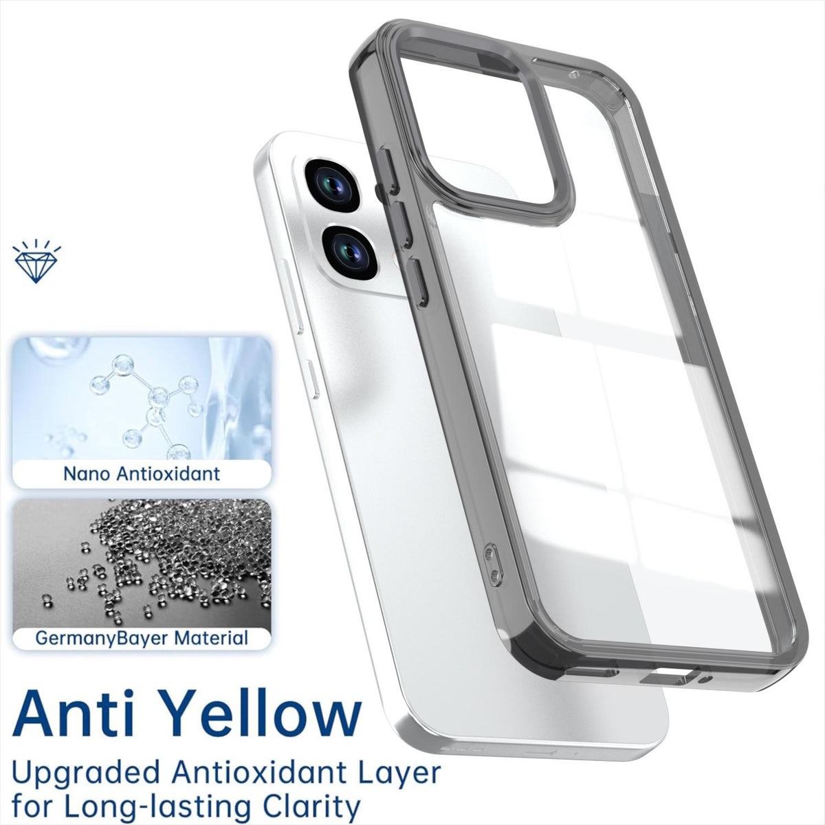 For OPPO A6 Pro 5G Shine High Transparency Acrylic Phone Case - Black - EDA006326702E