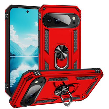 For Google Pixel 11 Pro XL Shockproof TPU + PC Phone Case with Holder - Red - EDA006327708B
