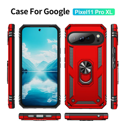 For Google Pixel 11 Pro XL Shockproof TPU + PC Phone Case with Holder - Red - EDA006327708B