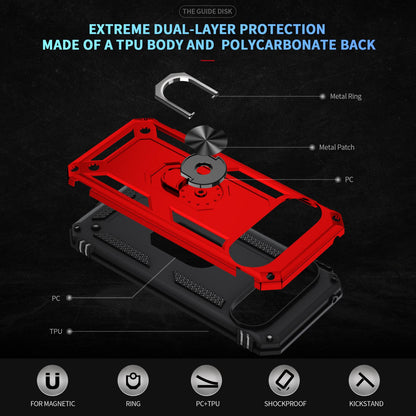 For Google Pixel 11 Pro XL Shockproof TPU + PC Phone Case with Holder - Red - EDA006327708B
