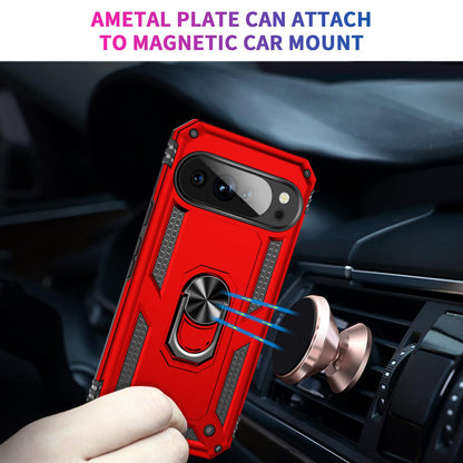For Google Pixel 11 Pro XL Shockproof TPU + PC Phone Case with Holder - Red - EDA006327708B