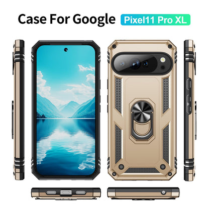 For Google Pixel 11 Pro XL Shockproof TPU + PC Phone Case with Holder - Gold - EDA006327708C
