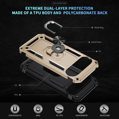 For Google Pixel 11 Pro XL Shockproof TPU + PC Phone Case with Holder - Gold - EDA006327708C
