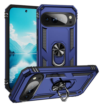 For Google Pixel 11 Pro XL Shockproof TPU + PC Phone Case with Holder - Blue - EDA006327708D