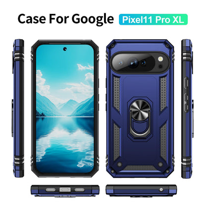 For Google Pixel 11 Pro XL Shockproof TPU + PC Phone Case with Holder - Blue - EDA006327708D