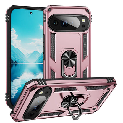For Google Pixel 11 Pro XL Shockproof TPU + PC Phone Case with Holder - Rose Gold - EDA006327708E