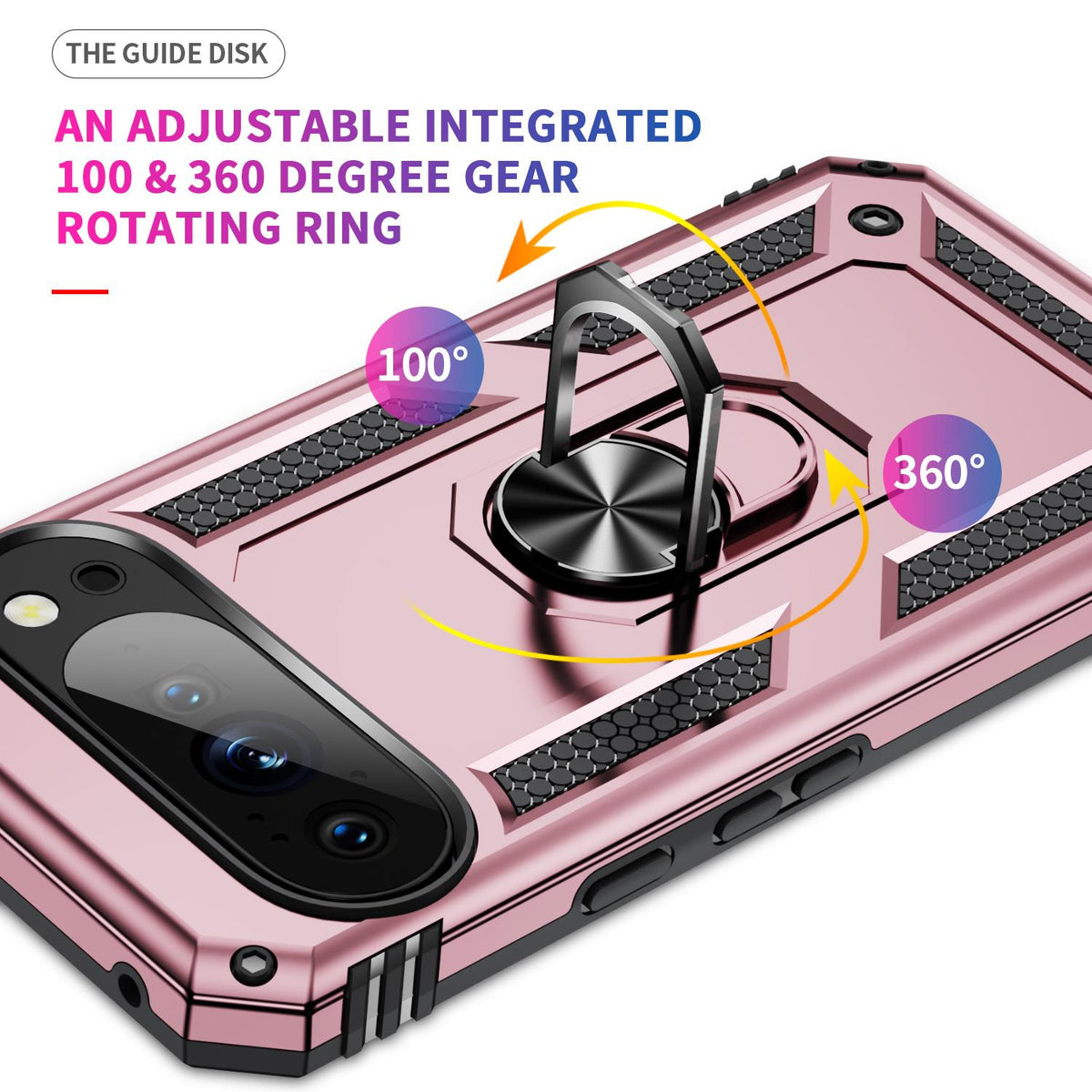 For Google Pixel 11 Pro XL Shockproof TPU + PC Phone Case with Holder - Rose Gold - EDA006327708E