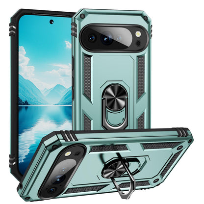 For Google Pixel 11 Pro XL Shockproof TPU + PC Phone Case with Holder - Dark Green - EDA006327708F