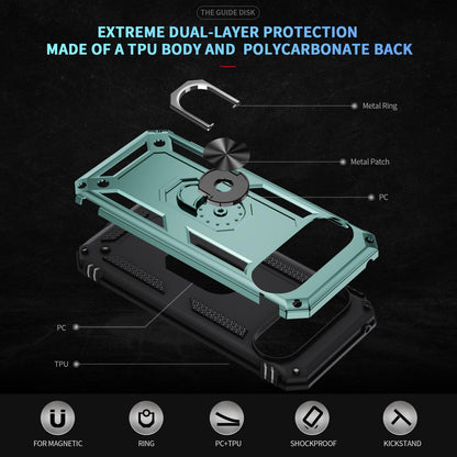 For Google Pixel 11 Pro XL Shockproof TPU + PC Phone Case with Holder - Dark Green - EDA006327708F