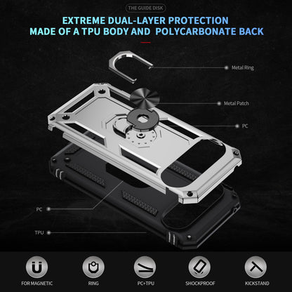 For Google Pixel 11 Pro XL Shockproof TPU + PC Phone Case with Holder - Silver - EDA006327708G
