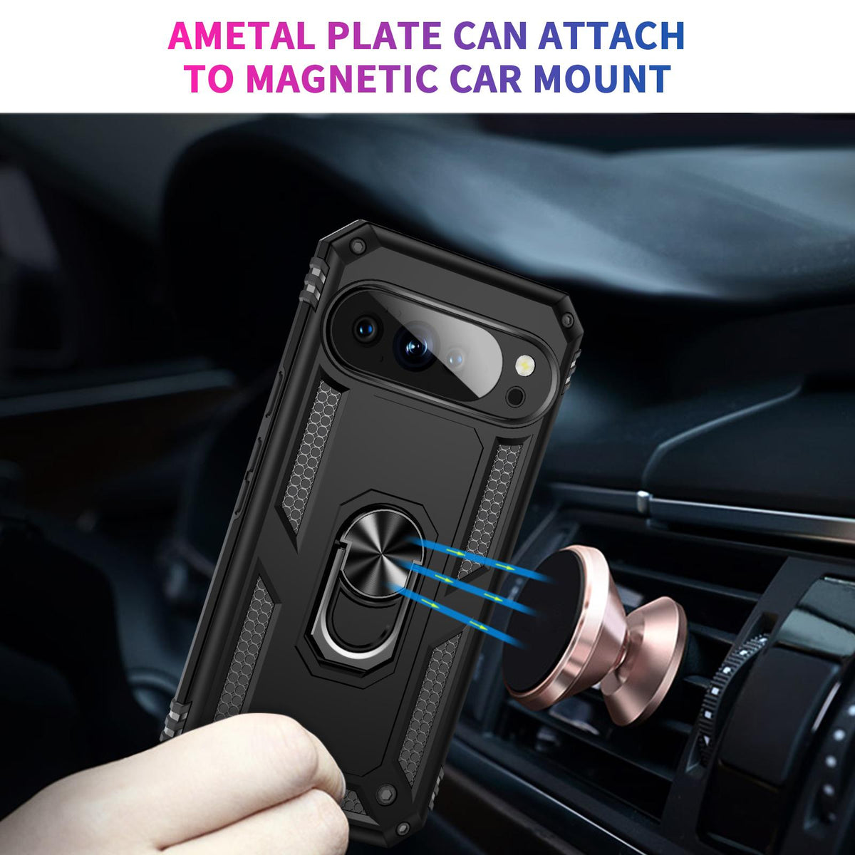 For Google Pixel 11 / Pixel 11 Pro Shockproof TPU + PC Phone Case with Holder - Black - EDA006327709A