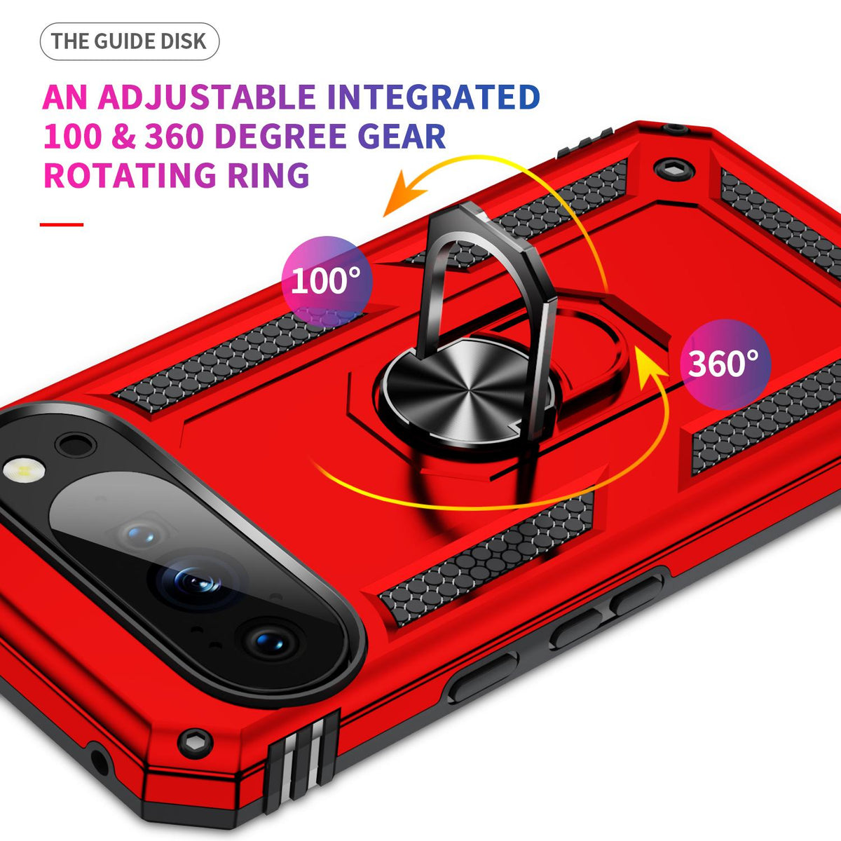 For Google Pixel 11 / Pixel 11 Pro Shockproof TPU + PC Phone Case with Holder - Red - EDA006327709B
