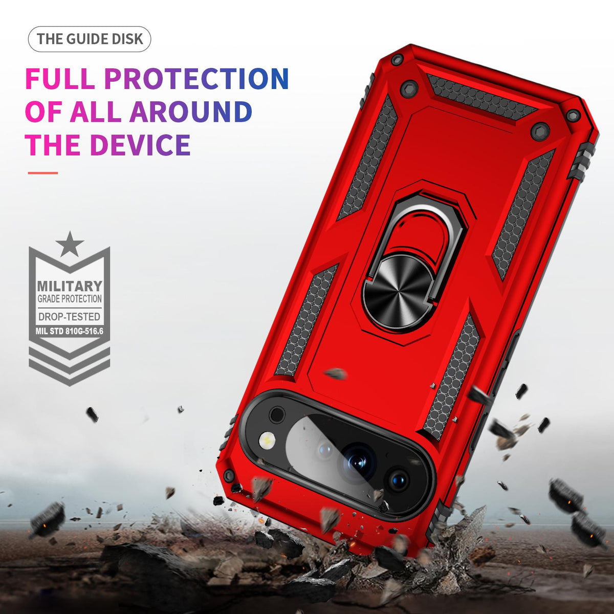 For Google Pixel 11 / Pixel 11 Pro Shockproof TPU + PC Phone Case with Holder - Red - EDA006327709B