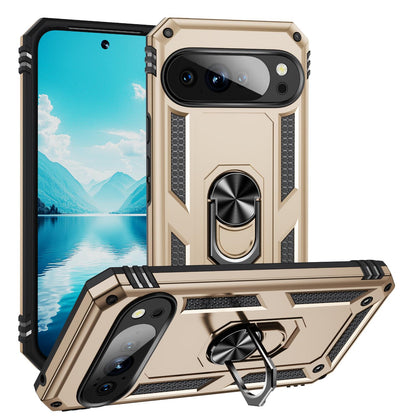 For Google Pixel 11 / Pixel 11 Pro Shockproof TPU + PC Phone Case with Holder - Gold - EDA006327709C