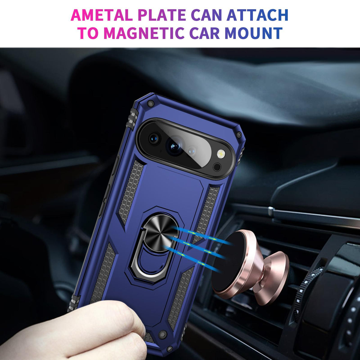 For Google Pixel 11 / Pixel 11 Pro Shockproof TPU + PC Phone Case with Holder - Blue - EDA006327709D