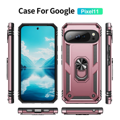 For Google Pixel 11 / Pixel 11 Pro Shockproof TPU + PC Phone Case with Holder - Rose Gold - EDA006327709E