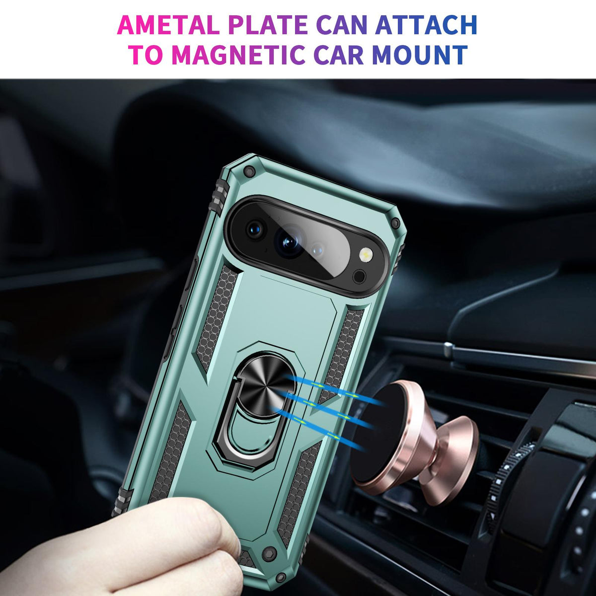 For Google Pixel 11 / Pixel 11 Pro Shockproof TPU + PC Phone Case with Holder - Dark Green - EDA006327709F