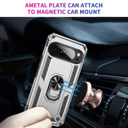 For Google Pixel 11 / Pixel 11 Pro Shockproof TPU + PC Phone Case with Holder - Silver - EDA006327709G