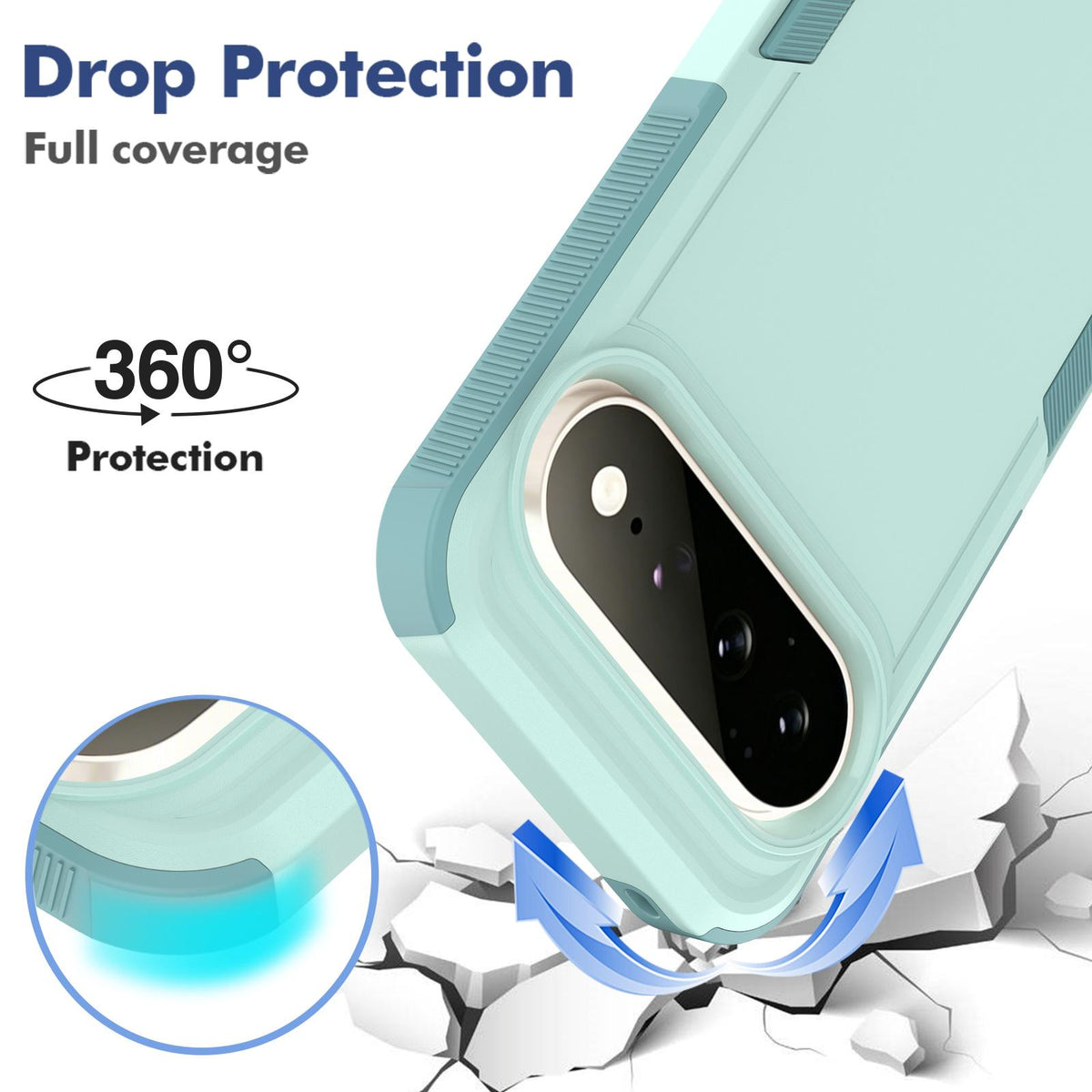 For Google Pixel 11 Pro XL 2 in 1 PC + TPU Phone Case - Light Green - EDA006331912A