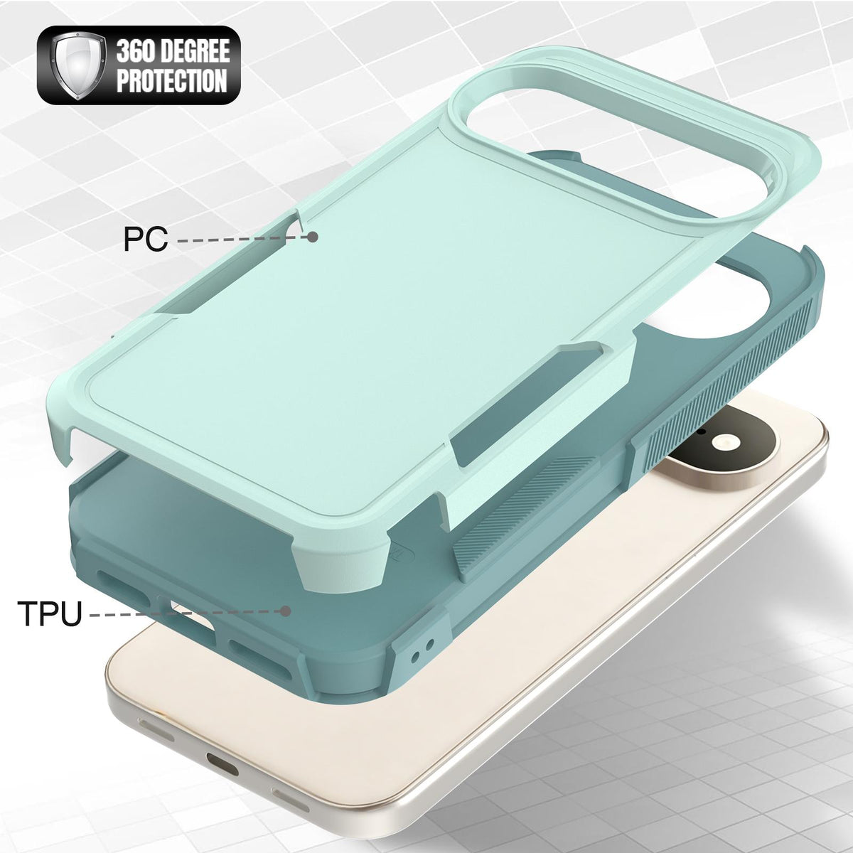 For Google Pixel 11 Pro XL 2 in 1 PC + TPU Phone Case - Light Green - EDA006331912A