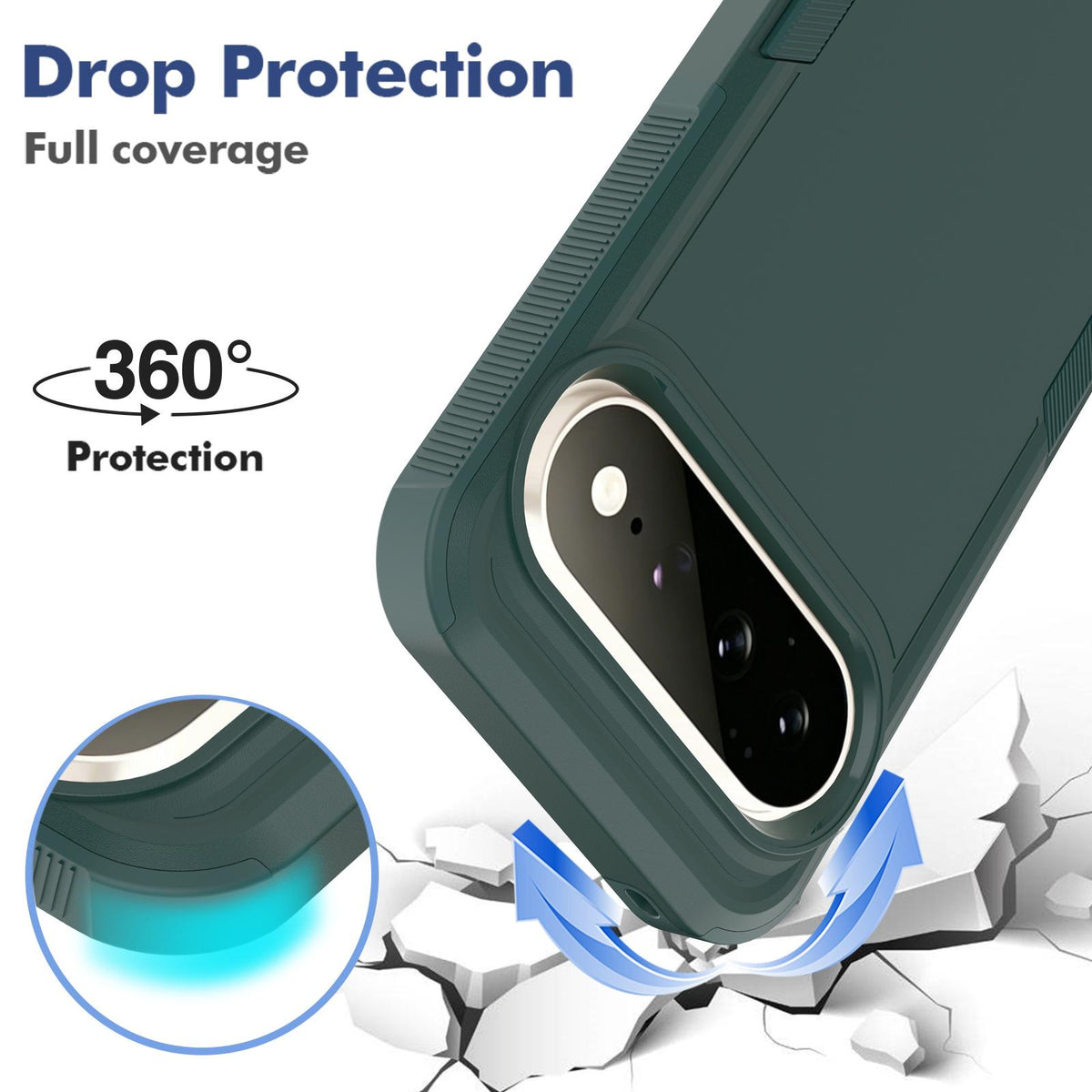 For Google Pixel 11 Pro XL 2 in 1 PC + TPU Phone Case - Dark Green - EDA006331912B