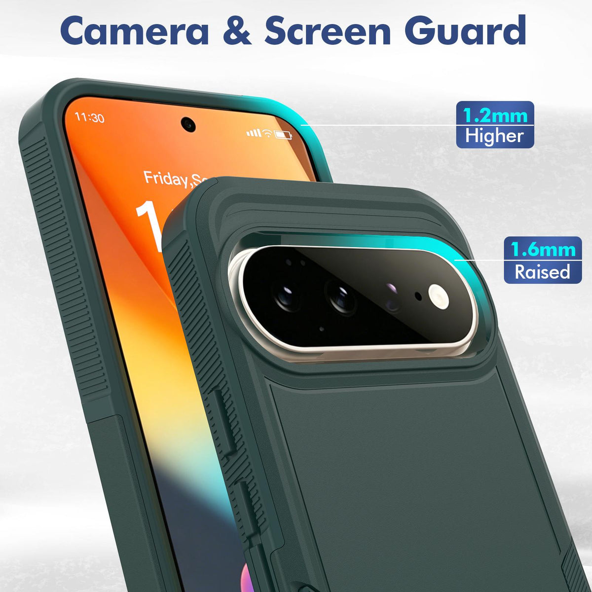 For Google Pixel 11 Pro XL 2 in 1 PC + TPU Phone Case - Dark Green - EDA006331912B