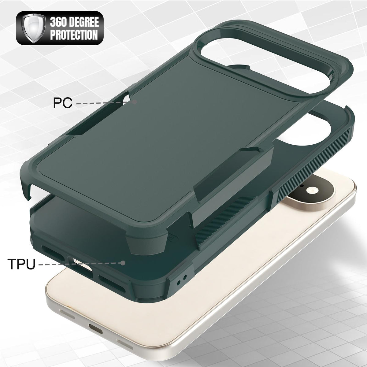 For Google Pixel 11 Pro XL 2 in 1 PC + TPU Phone Case - Dark Green - EDA006331912B