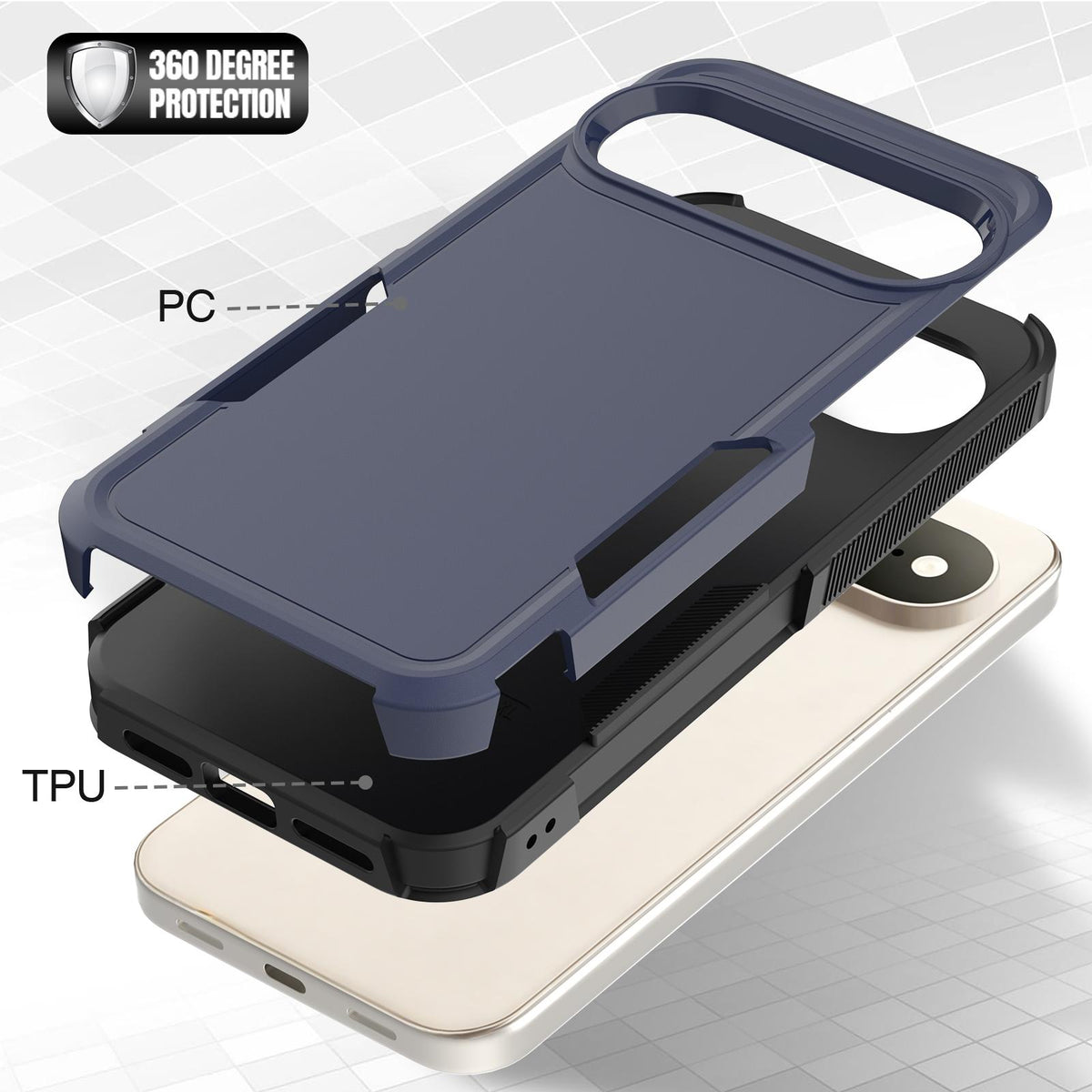 For Google Pixel 11 Pro XL 2 in 1 PC + TPU Phone Case - Dark Blue - EDA006331912C