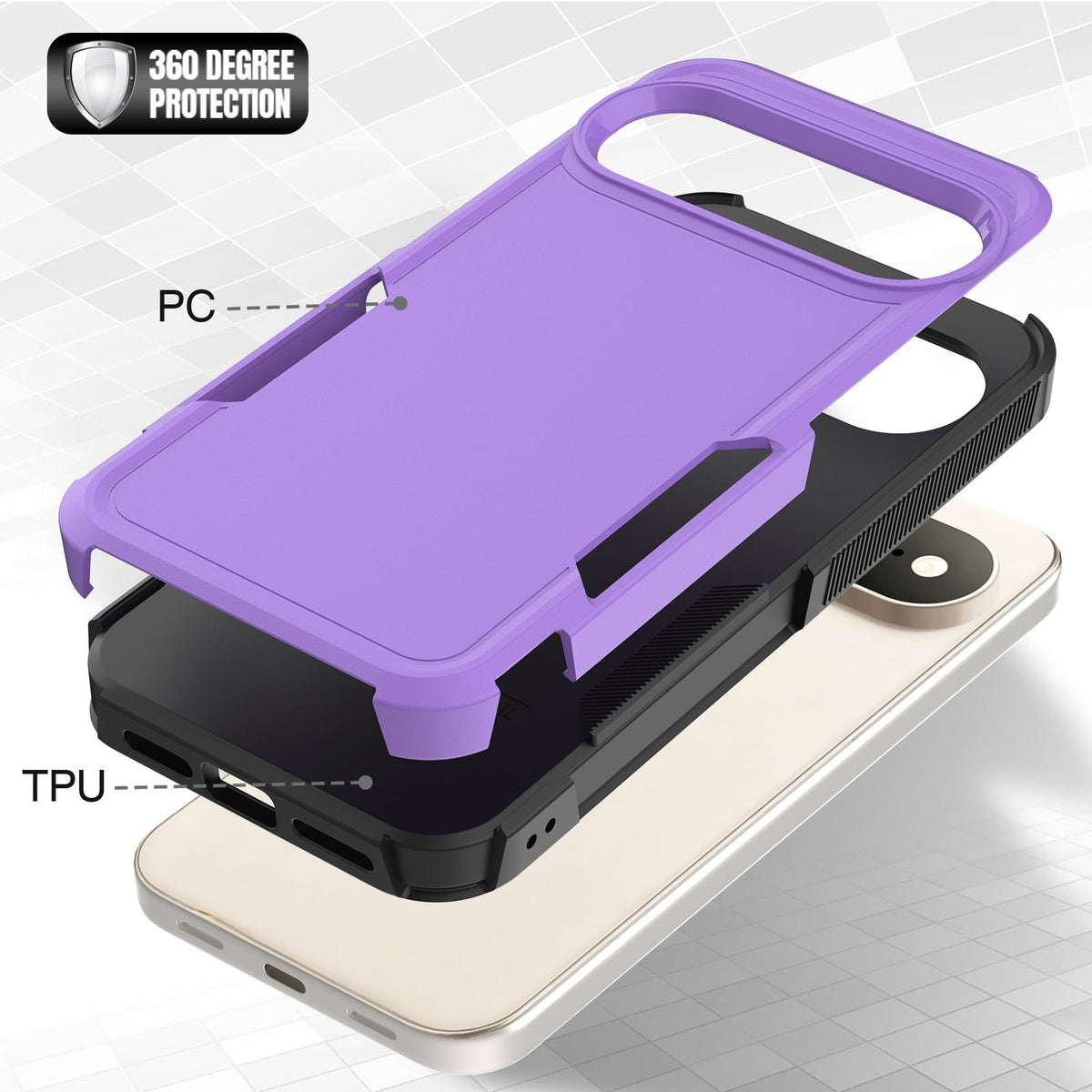 For Google Pixel 11 Pro XL 2 in 1 PC + TPU Phone Case - Purple - EDA006331912D
