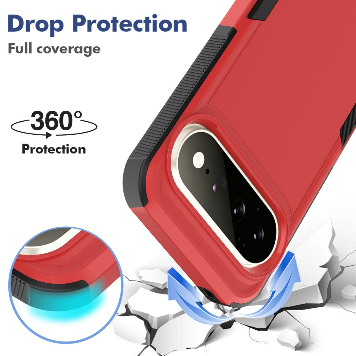 For Google Pixel 11 Pro XL 2 in 1 PC + TPU Phone Case - Red - EDA006331912E