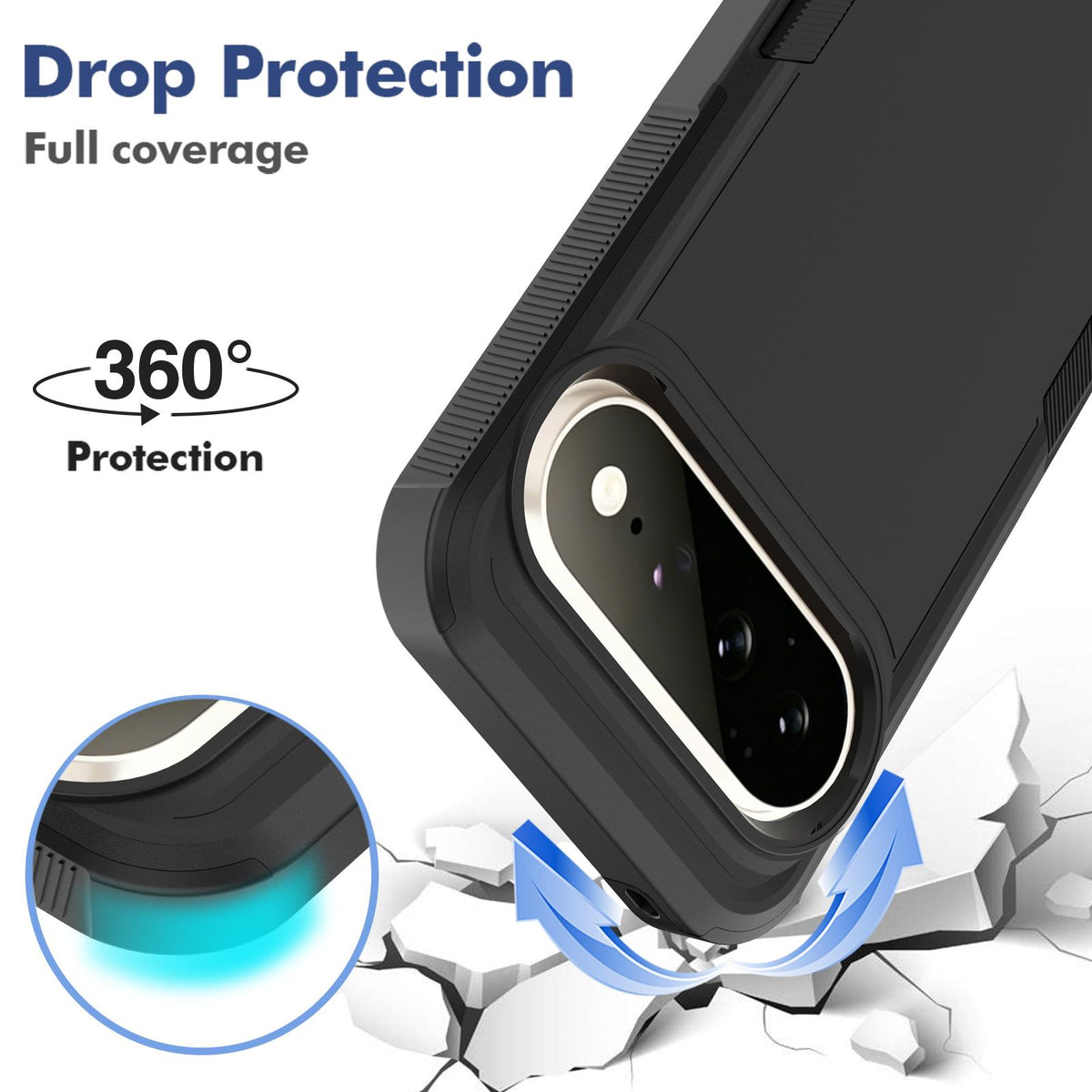 For Google Pixel 11 Pro XL 2 in 1 PC + TPU Phone Case - Black - EDA006331912F