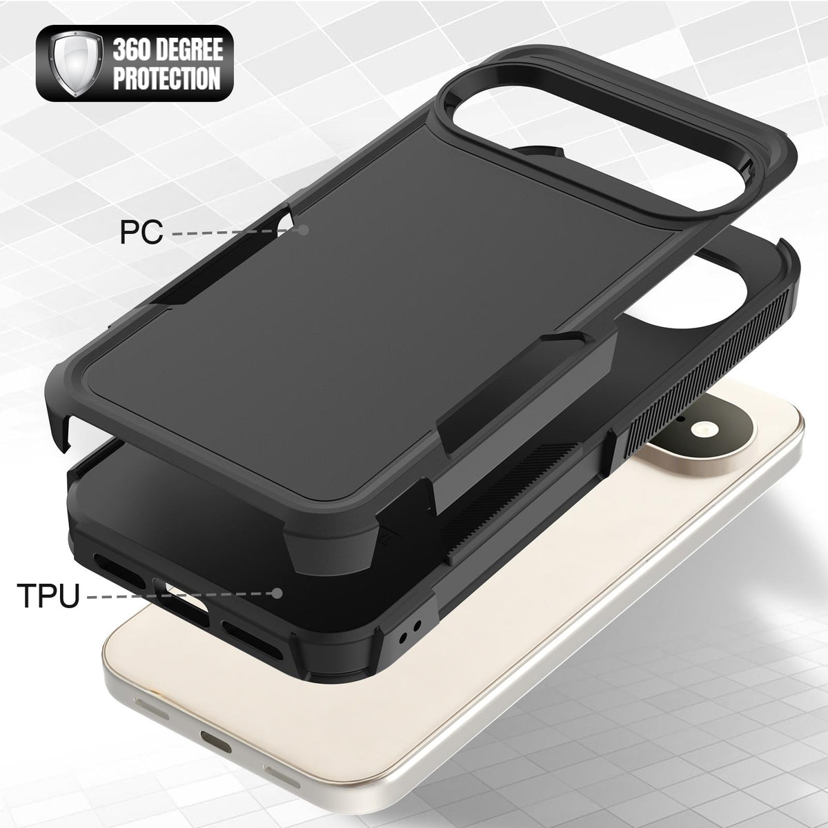 For Google Pixel 11 Pro XL 2 in 1 PC + TPU Phone Case - Black - EDA006331912F
