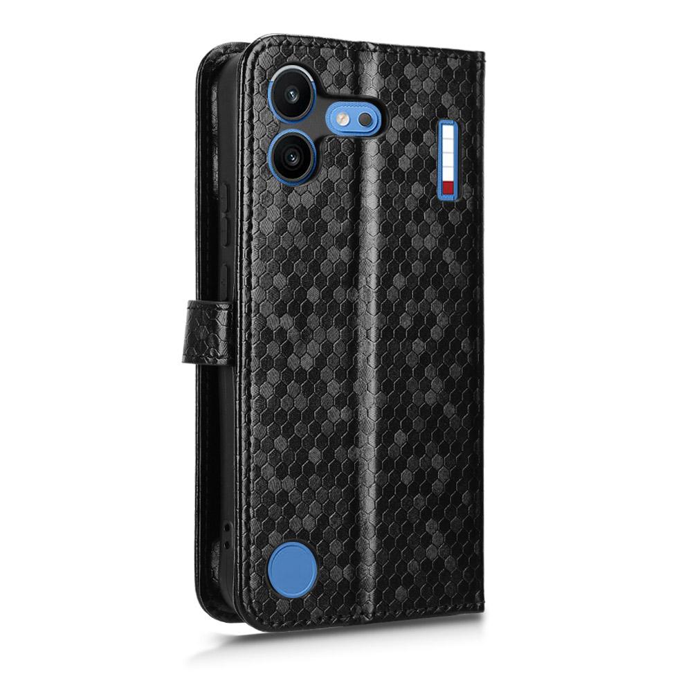 For Nothing Phone 4b 5G Honeycomb Dot Texture Leather Phone Case - Black - EDA006341309A