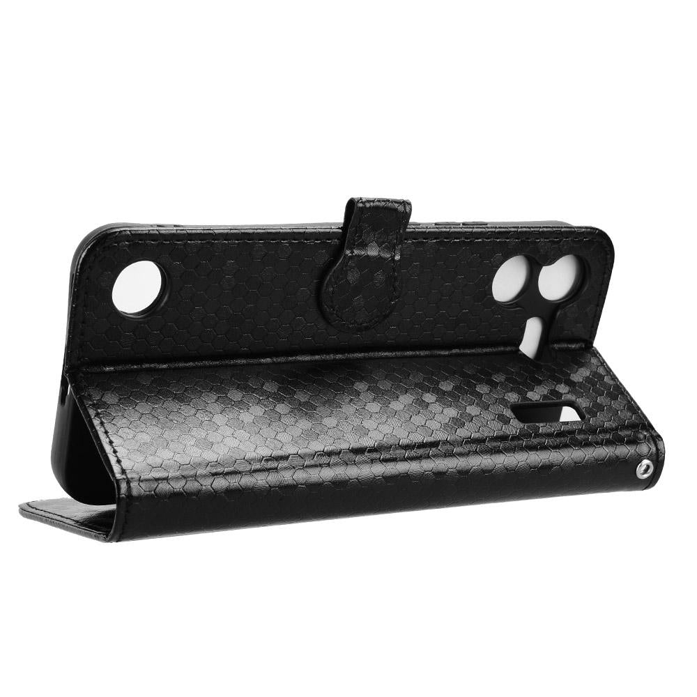 For Nothing Phone 4b 5G Honeycomb Dot Texture Leather Phone Case - Black - EDA006341309A
