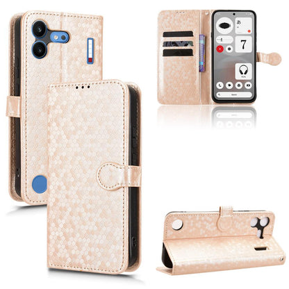 For Nothing Phone 4b 5G Honeycomb Dot Texture Leather Phone Case - Gold - EDA006341309B