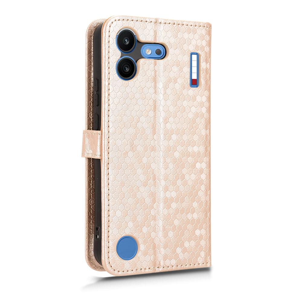 For Nothing Phone 4b 5G Honeycomb Dot Texture Leather Phone Case - Gold - EDA006341309B