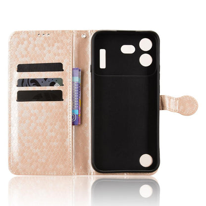 For Nothing Phone 4b 5G Honeycomb Dot Texture Leather Phone Case - Gold - EDA006341309B