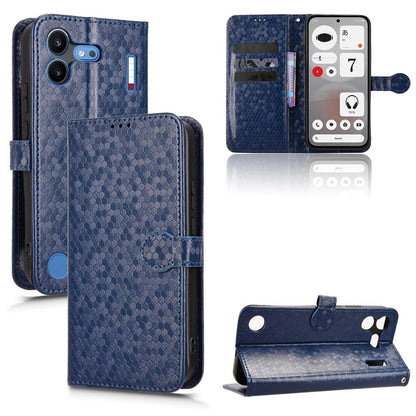 For Nothing Phone 4b 5G Honeycomb Dot Texture Leather Phone Case - Blue - EDA006341309C