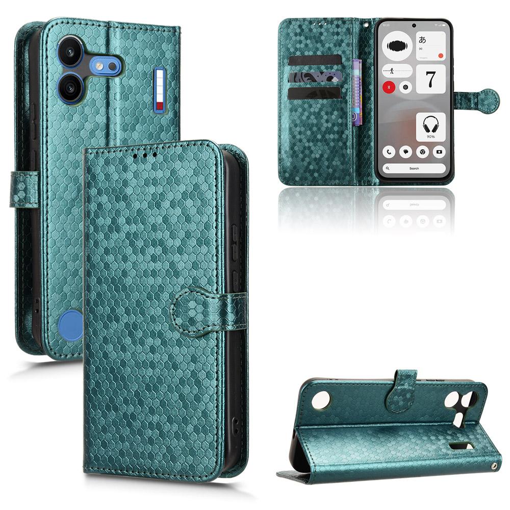 For Nothing Phone 4b 5G Honeycomb Dot Texture Leather Phone Case - Green - EDA006341309D