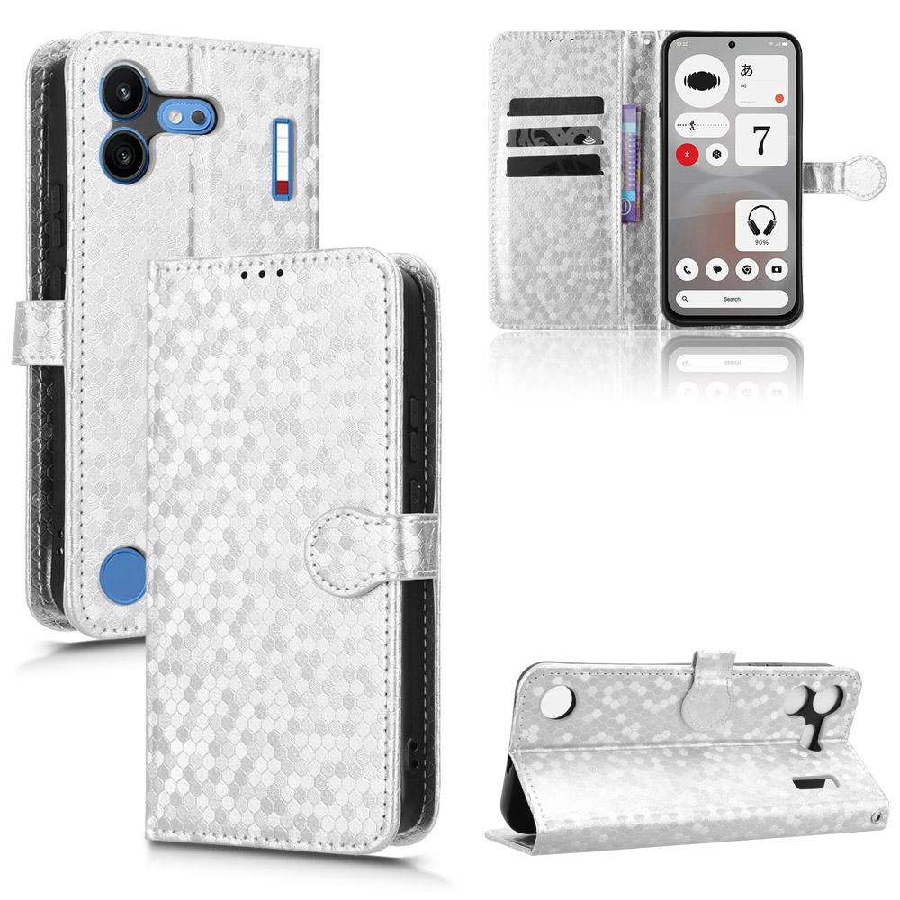For Nothing Phone 4b 5G Honeycomb Dot Texture Leather Phone Case - Silver - EDA006341309E