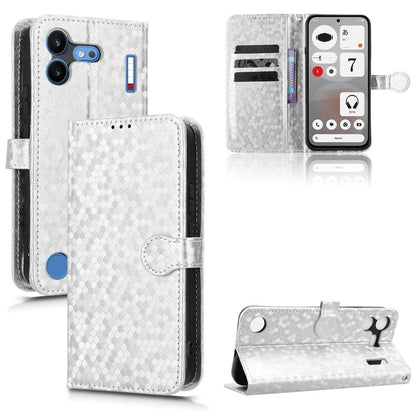 For Nothing Phone 4b 5G Honeycomb Dot Texture Leather Phone Case - Silver - EDA006341309E
