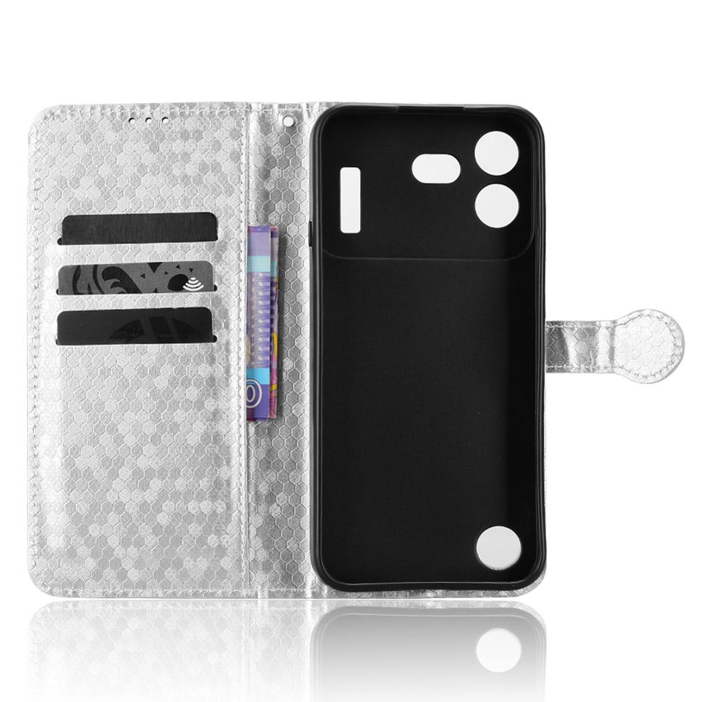 For Nothing Phone 4b 5G Honeycomb Dot Texture Leather Phone Case - Silver - EDA006341309E