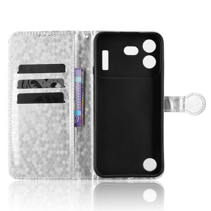 For Nothing Phone 4b 5G Honeycomb Dot Texture Leather Phone Case - Silver - EDA006341309E