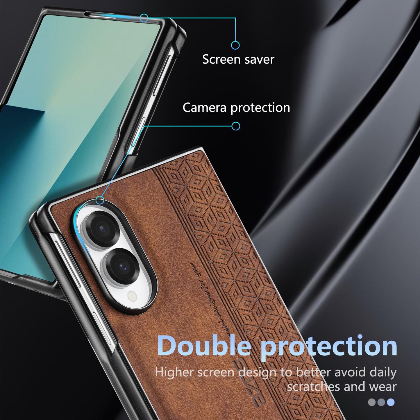 For Galaxy Z Fold8 5G AZNS 3D Embossed Skin Feel Phone Case(Black)